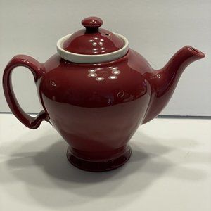 Vintage MCCORMICK Tea Teapot with LID and removeable infuser  Maroon Burgundy